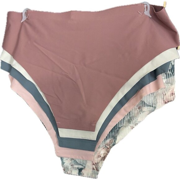 Danskin L Assorted Warm Colors Bonded Waistband Laser-Cut Tanga Panties -5 Pk - Picture 3 of 4